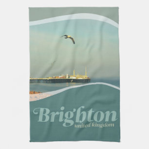 Seagull Flyin at Brighton Pier Kitchen Tea towel