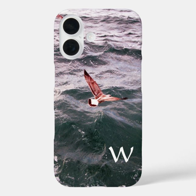 SEAGULL FLYING OVER THE WAVES MONOGRAM Case-Mate iPhone CASE (Back)