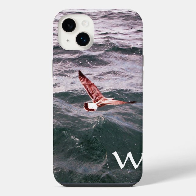 SEAGULL FLYING OVER THE WAVES MONOGRAM iPhone CASE (Back)