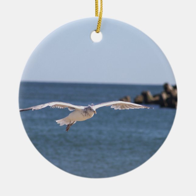 Seagull Flying Photo Ornament  (Front)