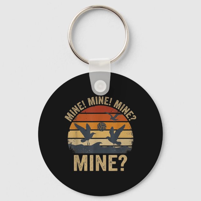 Seagull Funny Beach Volleyball Player Coastal Keychain (Front)