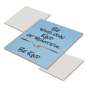 Seagull in Flight Beautiful Be kind Tile