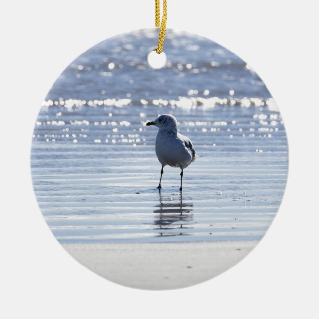 Seagull in Ocean Photo Ornament  (Front)