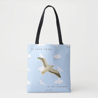 Seagull in the Clouds watercolor Tote Bag