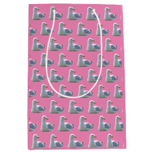 Seagull Laying Down Pink Medium Gift Bag
