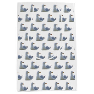 Seagull Laying Down White Medium Gift Bag