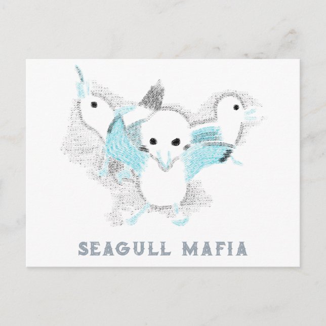 Seagull Mafia Funny Beach Life Postcard (Front)