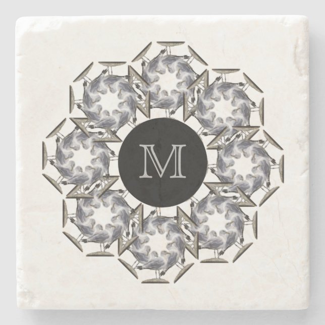 Seagull Marble Monogrammed Coaster (Front)