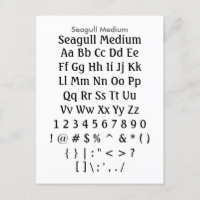 Seagull Medium - Zazzle Font Sample Sheet