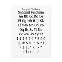 Seagull Medium - Zazzle Font Sample Sheet