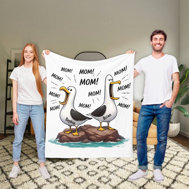 Seagull Mom Funny Personalized Fleece Blanket (Creator Uploaded)