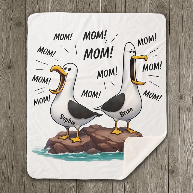 Seagull Mom Funny Personalized Sherpa Blanket (Creator Uploaded)