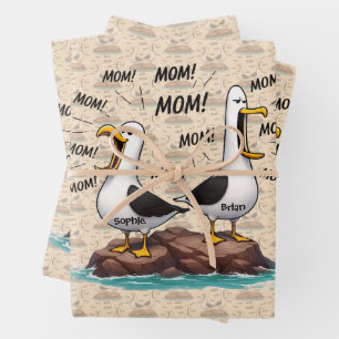 Seagull Mom Funny Personalized Wrapping Paper Sheet