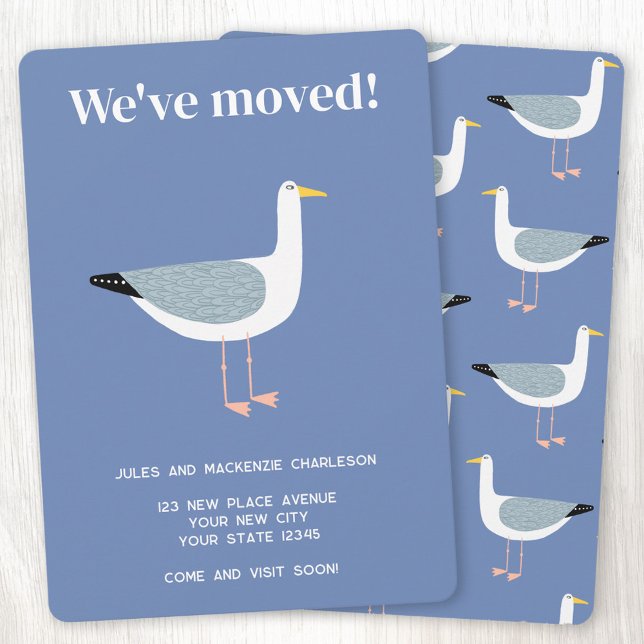 Seagull Moving New Home Announcement (Seagull coastal personalized we've moved moving new home announcement)