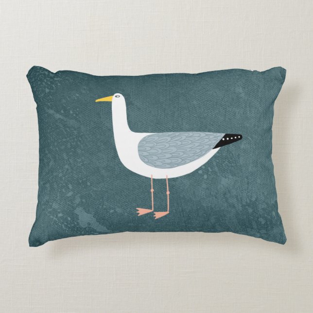 Seagull Nautical Accent Pillow (Front)