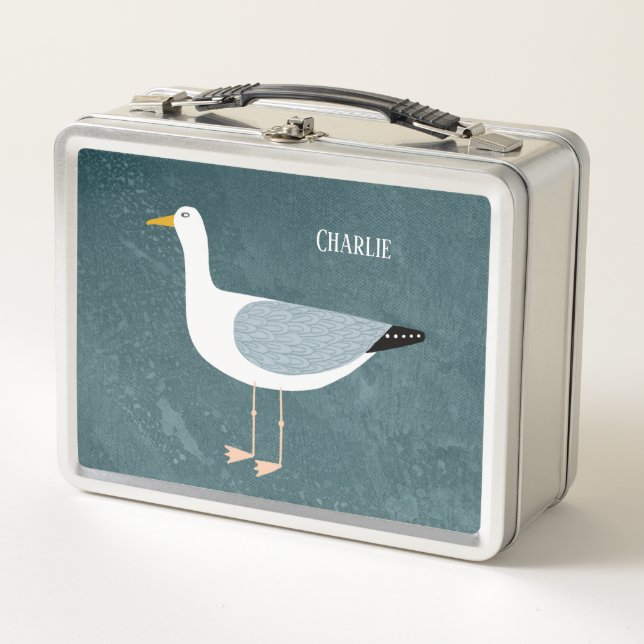 Seagull Nautical Name Metal Lunch Box (Front)