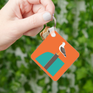 Seagull near a Sandy Beach Keychain
