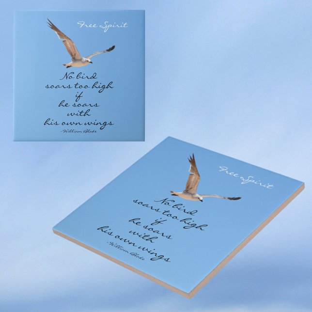 Seagull No Bird Soars Too High Blue decorative Tile (Creator Uploaded)