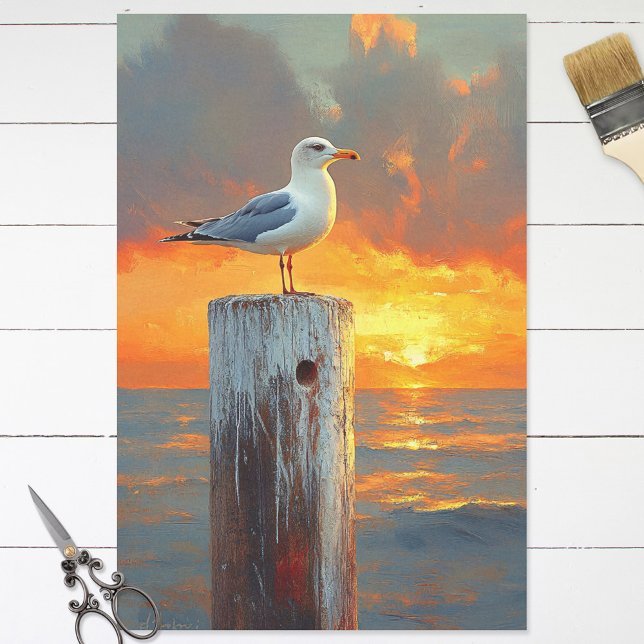 Seagull on a Pole Sunset Decoupage Tissue Paper (Creator Uploaded)