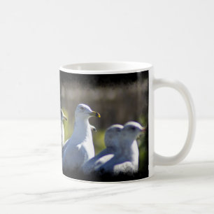 Seagull on a Rail Black Border Coffee Mug