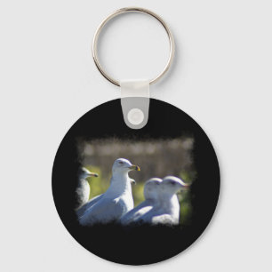 Seagull on a Rail Keychain