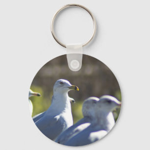 Seagull on a Rail Keychain