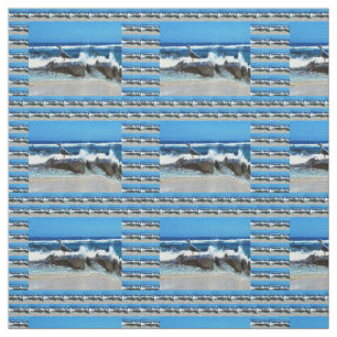 Seagull On Beach Rocks, Fabric