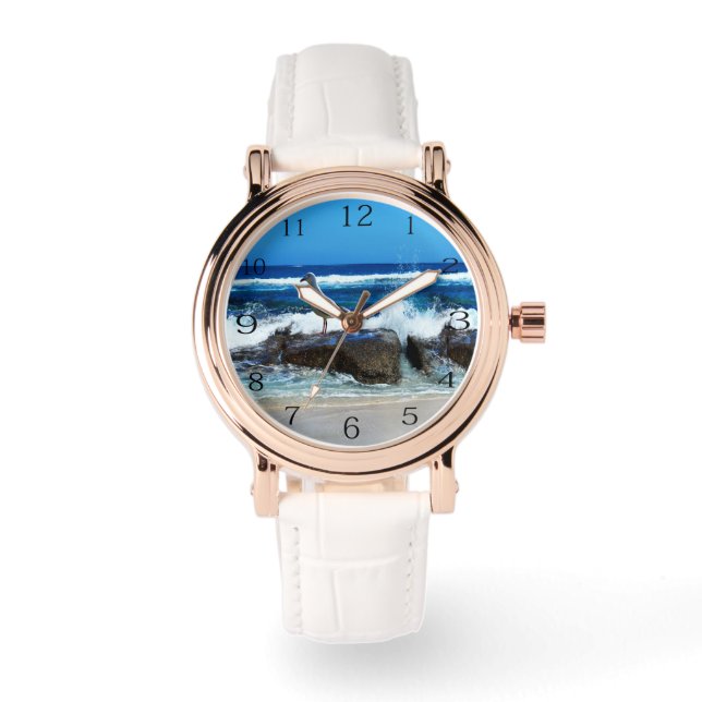 Seagull On Beach Rocks, Watch (Front)