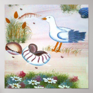 Seagull On Land Poster