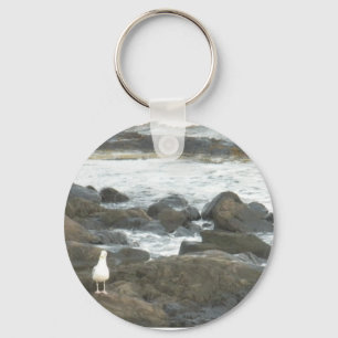 Seagull on rocks keychain