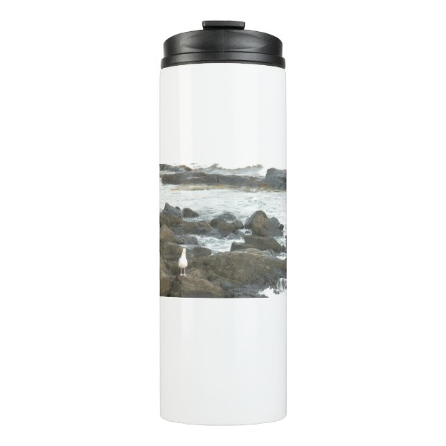 Seagull on rocks thermal tumbler (Front)