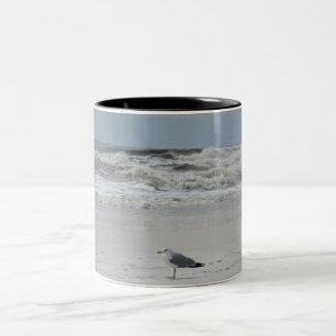 Seagull on the Beach Two-Tone Coffee Mug