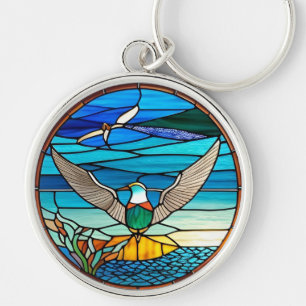 Seagull Over Ocean Keychain