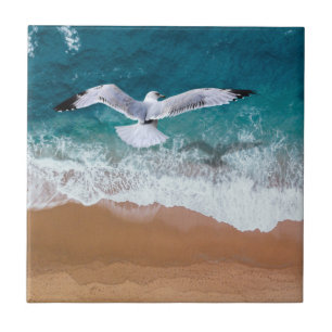 Seagull over the Sea Shore Tile