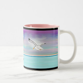 Seagull Over the Sea Two-Tone Coffee Mug