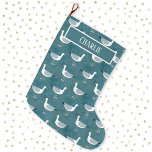 Seagull Personalized  Large Christmas Stocking<br><div class="desc">A pattern of sassy seagulls standing by the ocean. Perfect for those who love cheeky birds and the coast.  Original art by Nic Squirrell.  Personalise by changing the name,  which is on both the front and back.</div>