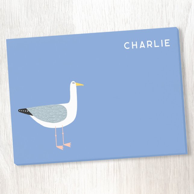 Seagull Personalized Post-it Notes (Fun personalized name seagull blue post it notes)