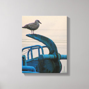 Seagull Rests On Anchor Of Ship Choshi Canvas Print