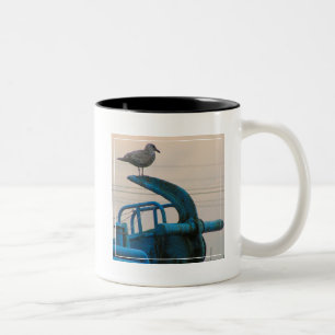 Seagull Rests On Anchor Of Ship   Choshi Two-Tone Coffee Mug