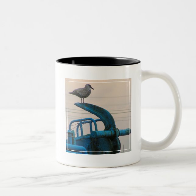 Seagull Rests On Anchor Of Ship | Choshi Two-Tone Coffee Mug (Right)