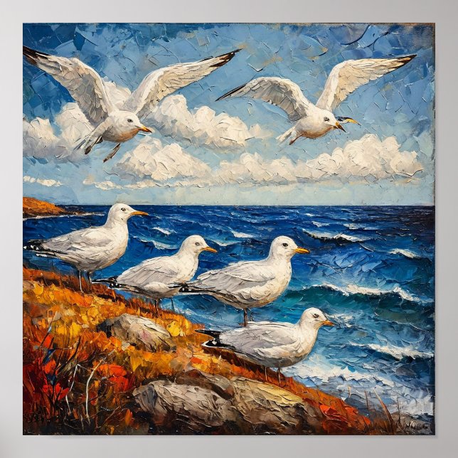 Seagull Seascape Poster (Front)