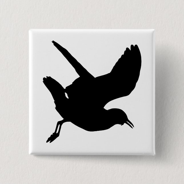 Seagull Silhouette 2 Inch Square Button (Front)