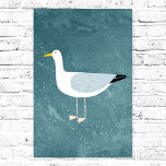 Seagull Standing Poster<br><div class="desc">A cheeky seagull standing by the deep green ocean. Perfect for those who love sassy birds and the coast. Original art by Nic Squirrell.</div>