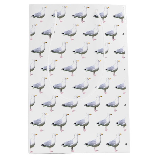 Seagull StandingCoastal Bird Ocean Wildlife White  Medium Gift Bag (Front)