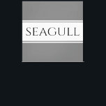 SEAGULL Stylish Modern Grey White Racing Stripes Canvas Print<br><div class="desc">This seaside design features SEAGULL text inside white centre racing stripes against light grey outer stripes.  The text can be personalized.</div>