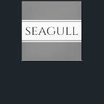 SEAGULL Stylish Modern Grey White Racing Stripes Canvas Print<br><div class="desc">This seaside design features SEAGULL text inside white centre racing stripes against light grey outer stripes.  The text can be personalized.</div>
