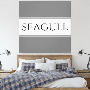 SEAGULL Stylish Modern Grey White Racing Stripes Canvas Print