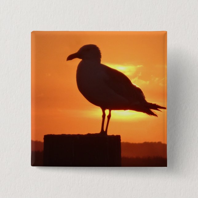 Seagull Sunset 2 Inch Square Button (Front)