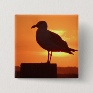 Seagull Sunset 2 Inch Square Button