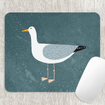 Seagull Teal Mouse Pad<br><div class="desc">A cheeky seagull standing by the ocean. Perfect for those who love birds and the coast. Original art by Nic Squirrell.</div>